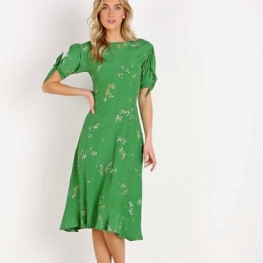 Faithfull the Brand Green Floral Midi Dress